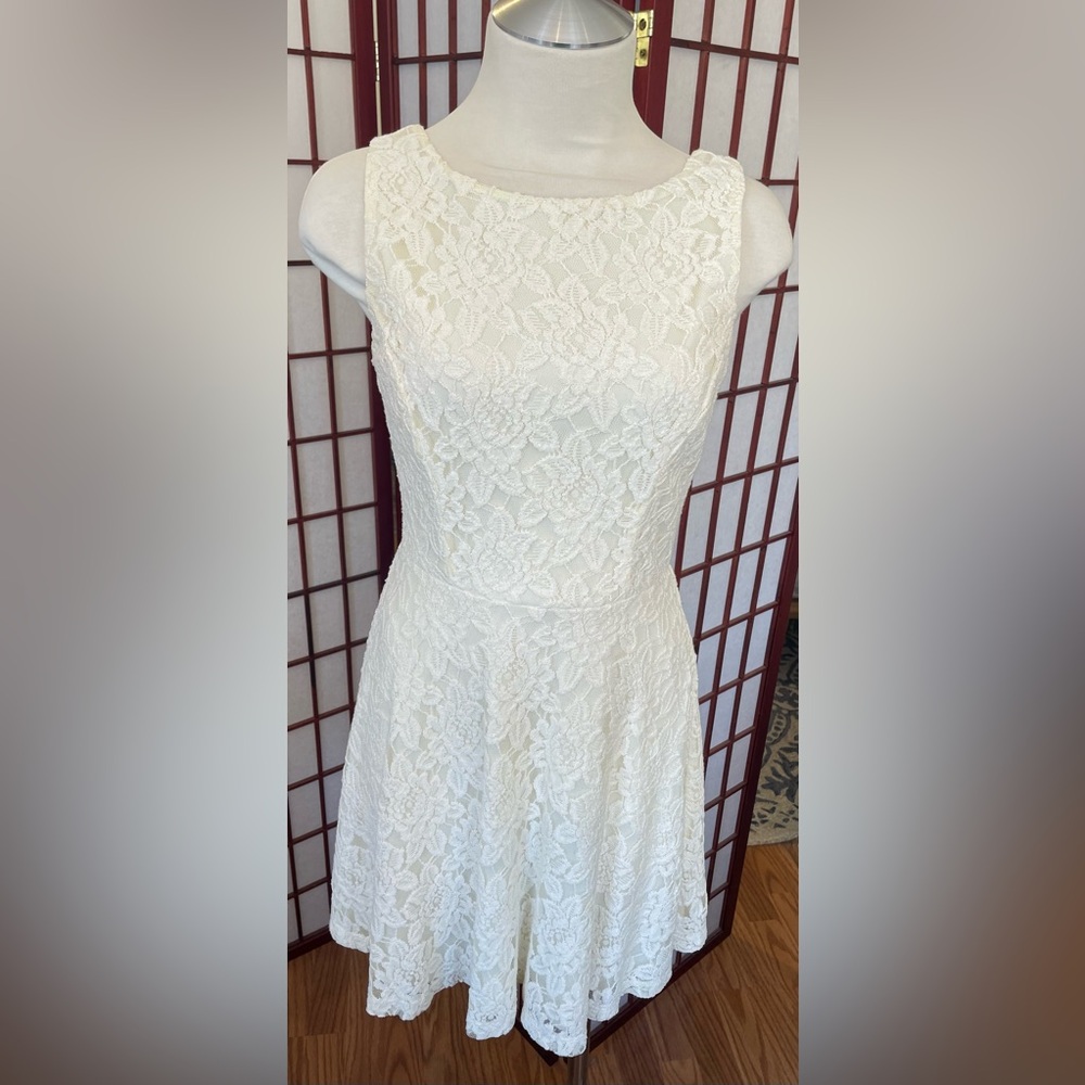 SPEECKLERS Cream Lace Overlay Party Dress